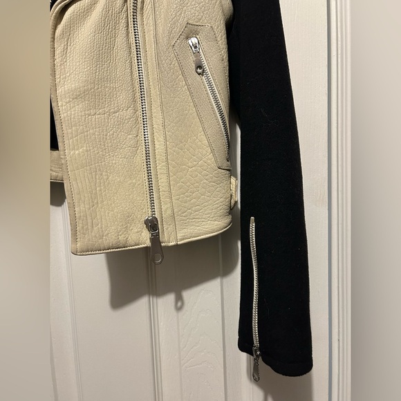 Rebecca Minkoff Ivory and black Leather jacket with detachable sleeves - Picture 4 of 7